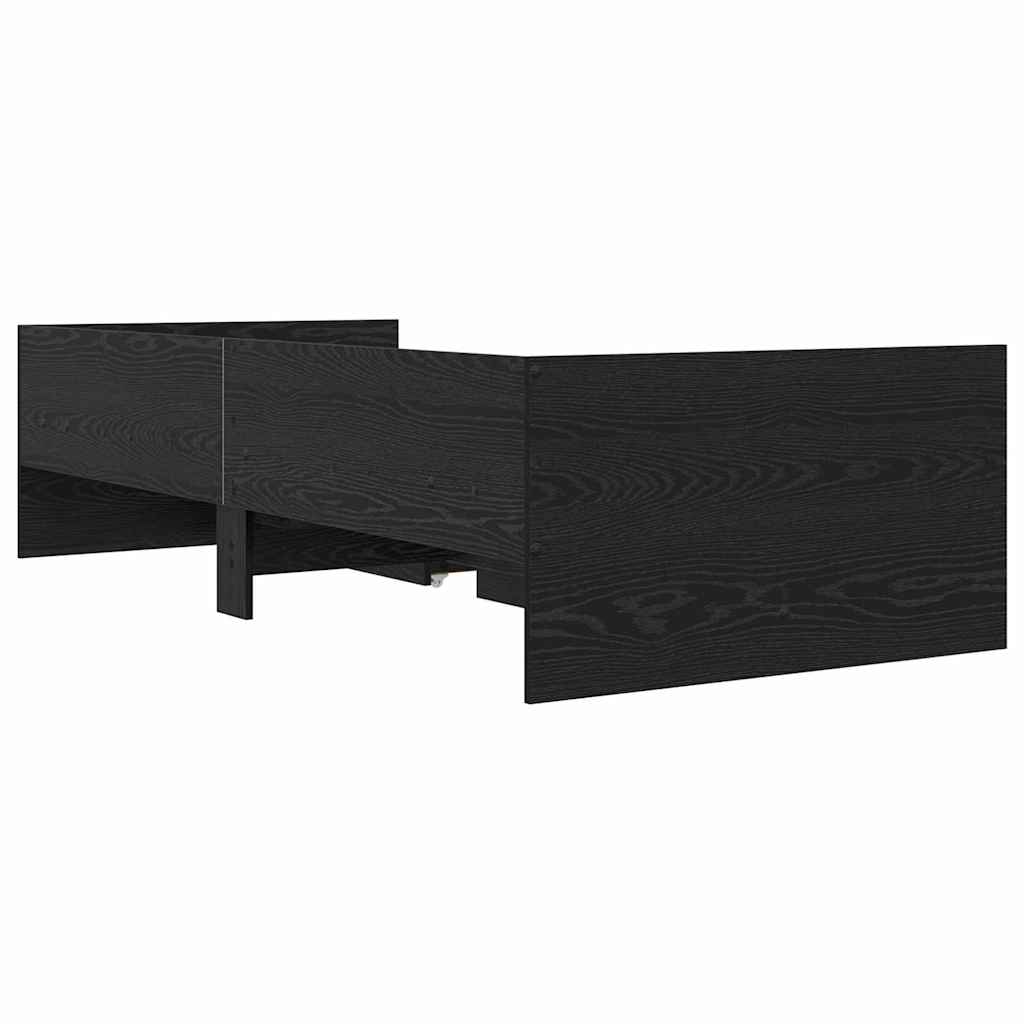 Bettrahmen mit Schubladen Schwarz Eichen-Optik 100 x 200 cm