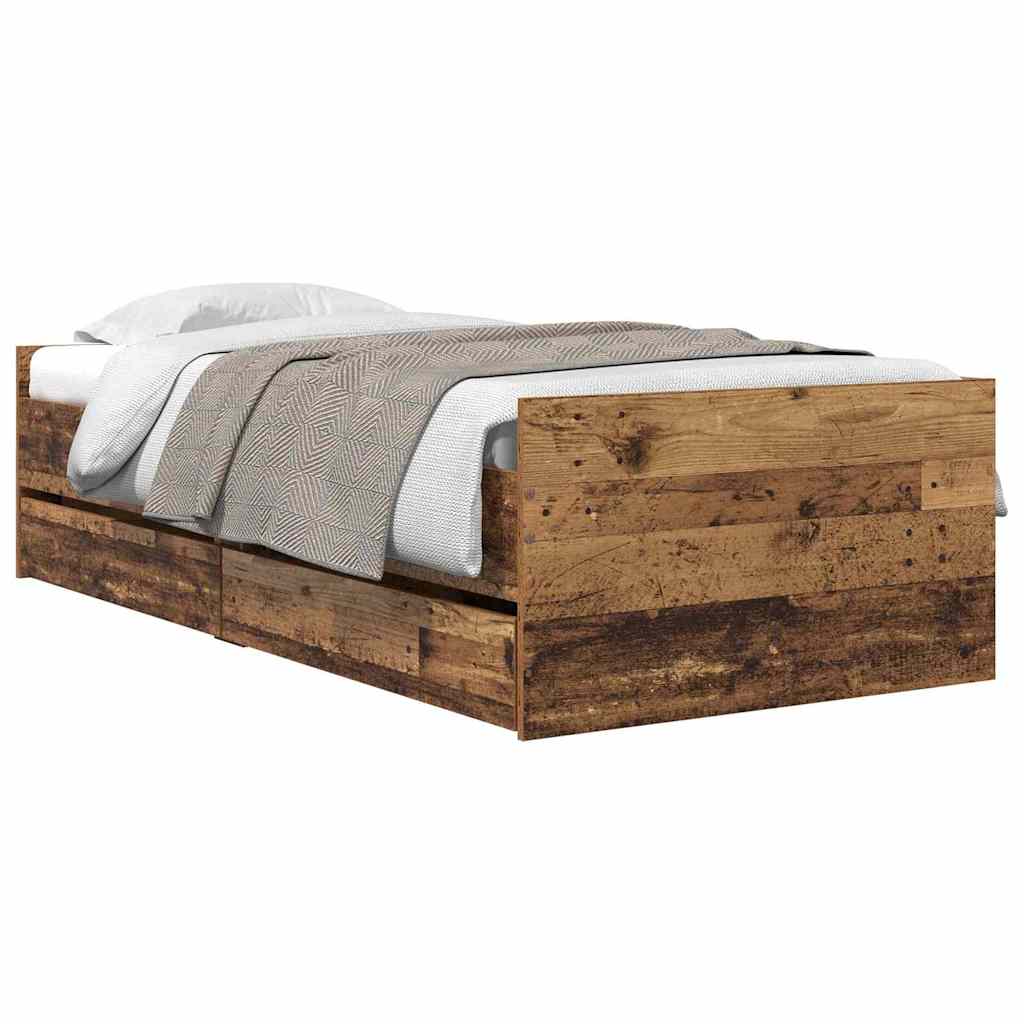 Bettrahmen Altholz 90 x 190 cm Massives Kiefernholz