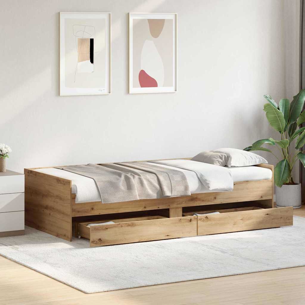 Bettrahmen Artisan-Eiche 90 x 190 cm Massives Kiefernholz