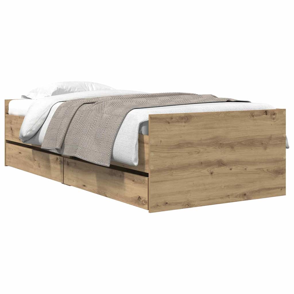 Bettrahmen Artisan-Eiche 90 x 190 cm Massives Kiefernholz
