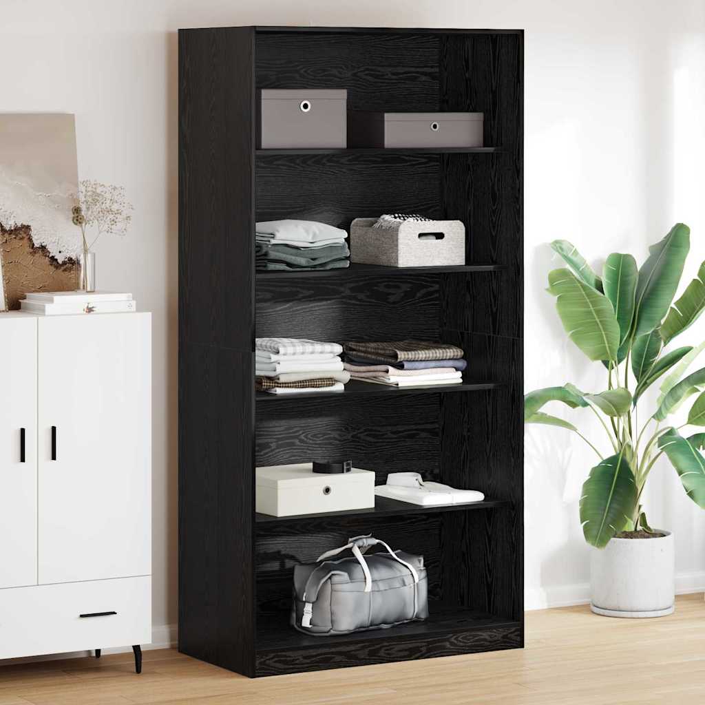 Kleiderschrank Schwarz Eichen-Optik 100 x 50 x 200 cm