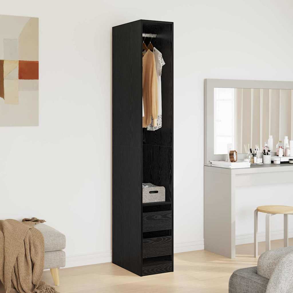 Kleiderschrank Schwarz Eichen-Optik 30 x 50 x 200 cm