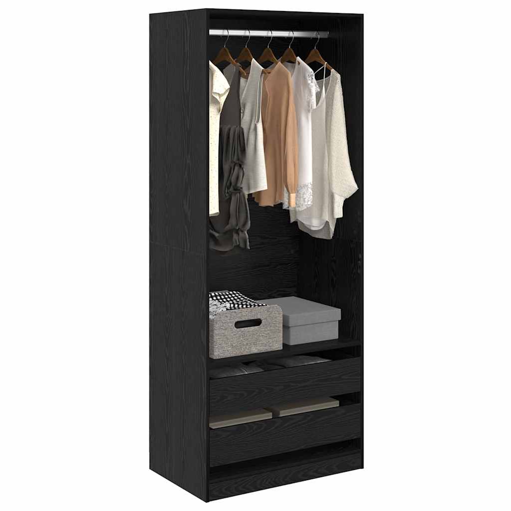 Kleiderschrank Schwarz Eichen-Optik 80 x 50 x 200 cm