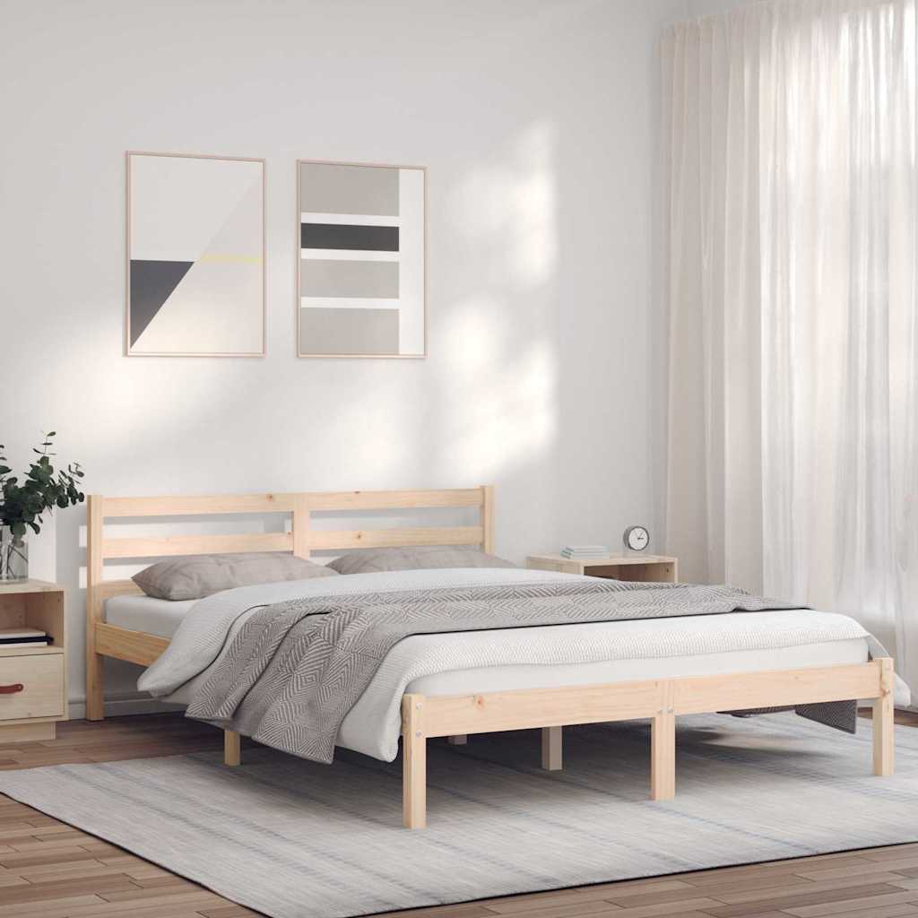 Bettrahmen Natur 208,5 x 157,5 x 69,5 cm Massivholz Kiefer