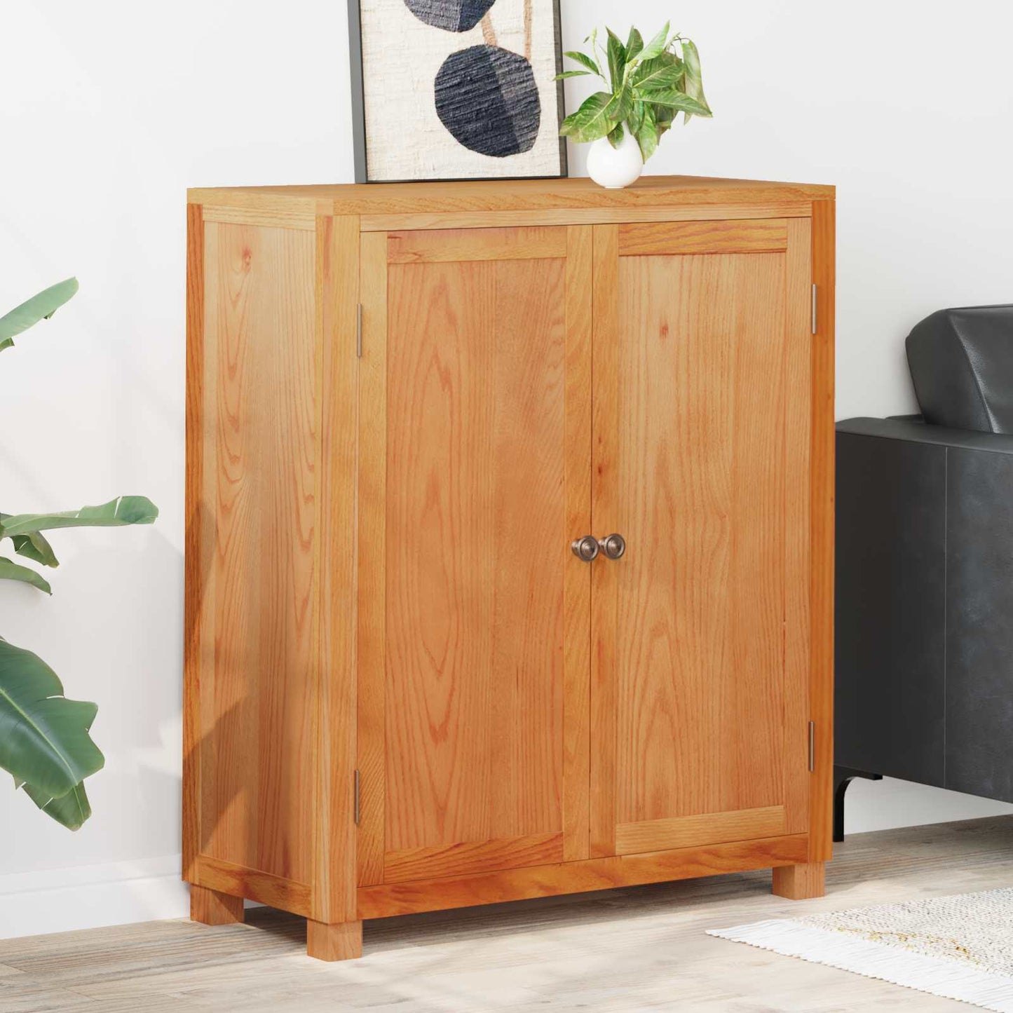 Schrank mit Speicher Braun 80 x 35 x 95 cm Massives Eichenholz