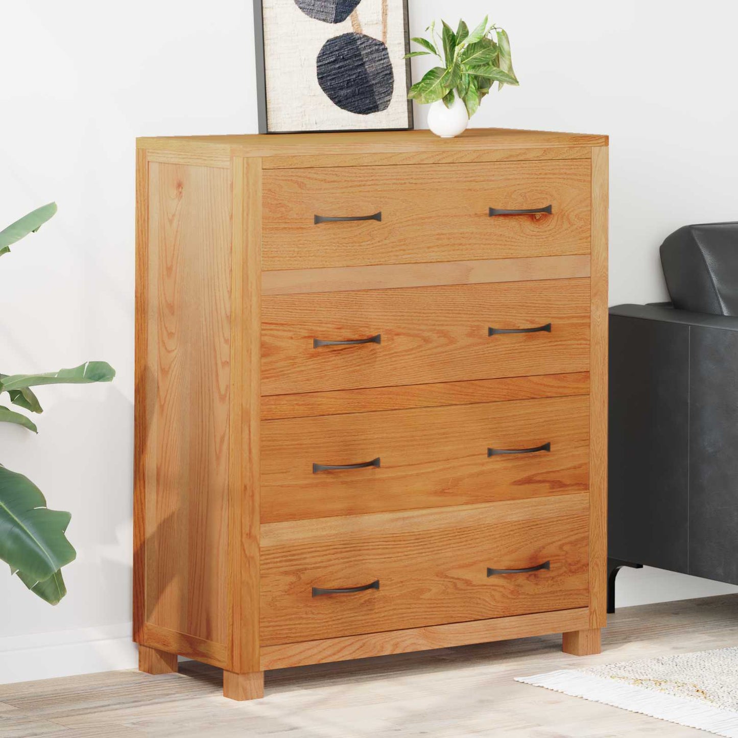 Schrank mit Speicher Braun 80 x 35 x 95 cm Massives Eichenholz