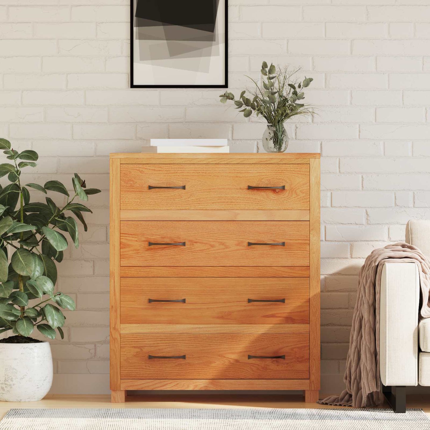 Schrank mit Speicher Braun 80 x 35 x 95 cm Massives Eichenholz
