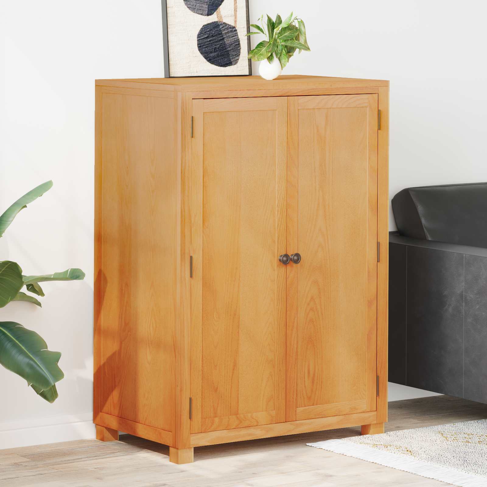 Kleiderschrank Braun 80 x 50 x 115 cm Massives Eichenholz