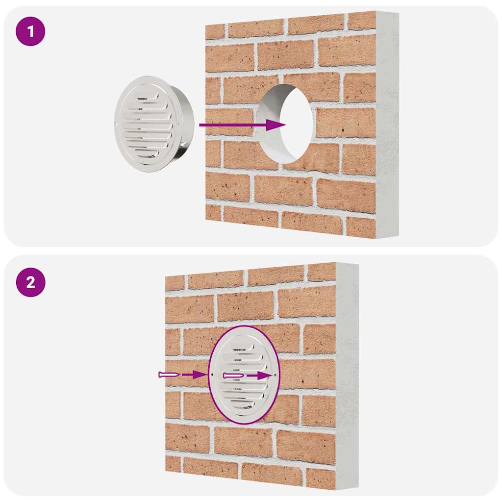 Lüftungsgitter 4 Stk. Silber 125 mm Edelstahl