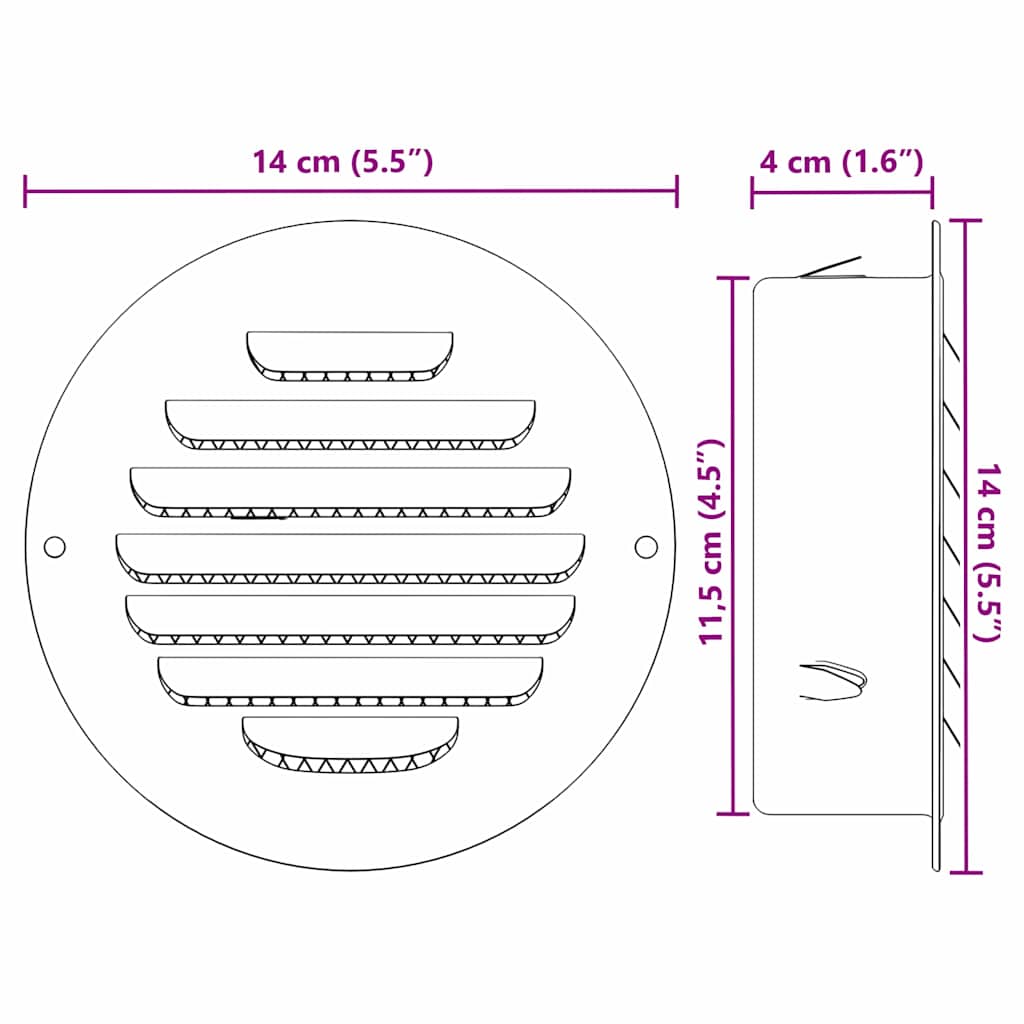 Lüftungsgitter 4 Stk. Silber 125 mm Edelstahl
