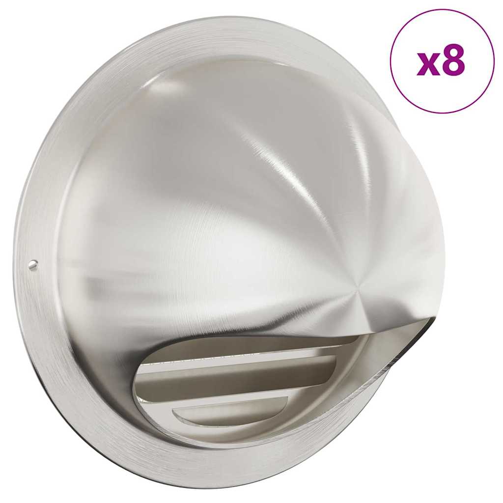 Lüftungsgitter 8 Stk. Silber 150 mm Edelstahl
