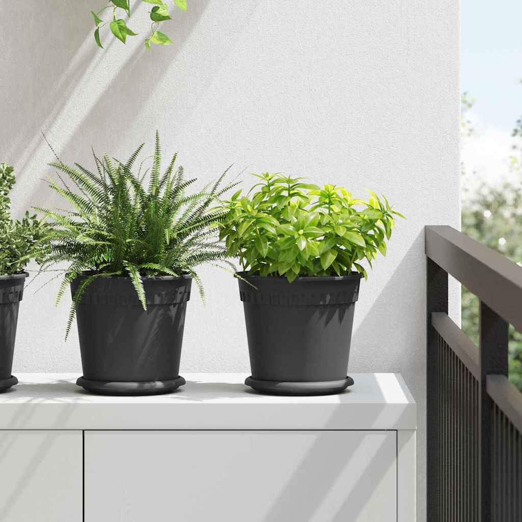 Runder Blumentopf 6 Stk. Schwarz Ø 19 x 16 cm Kunststoff