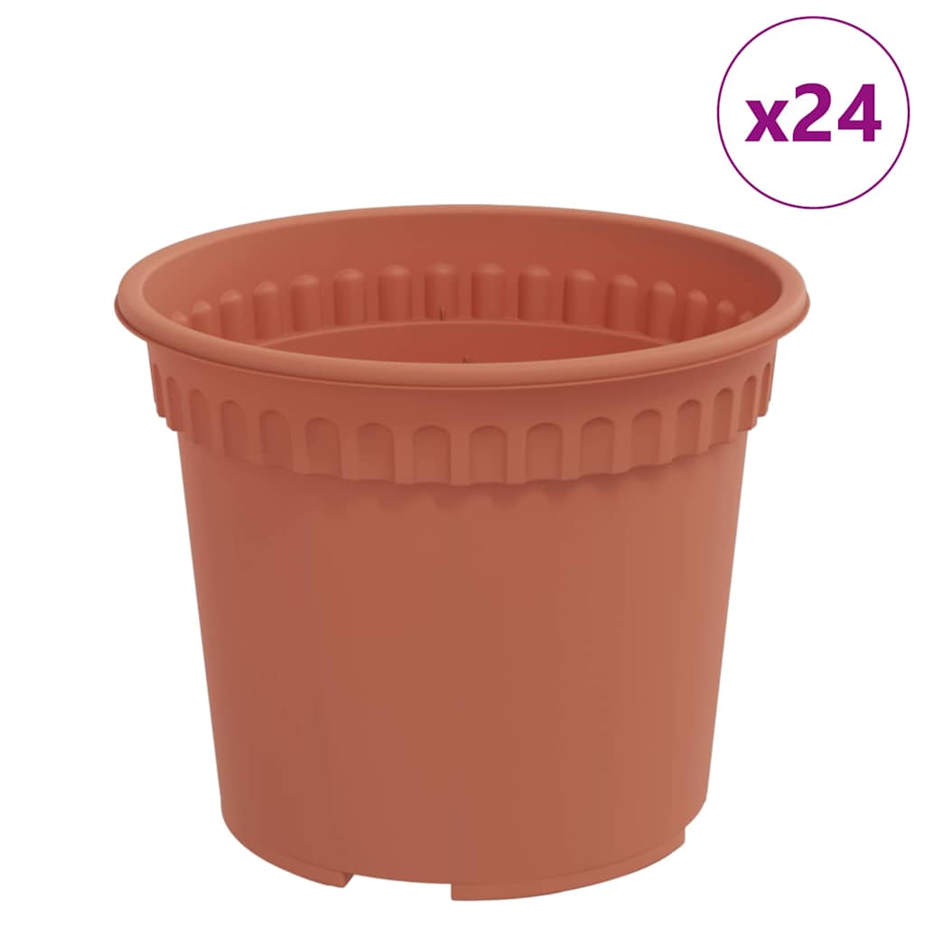 Runder Blumentopf 24 Stk. Ziegelrot Ø 12,5 x 10 cm Kunststoff