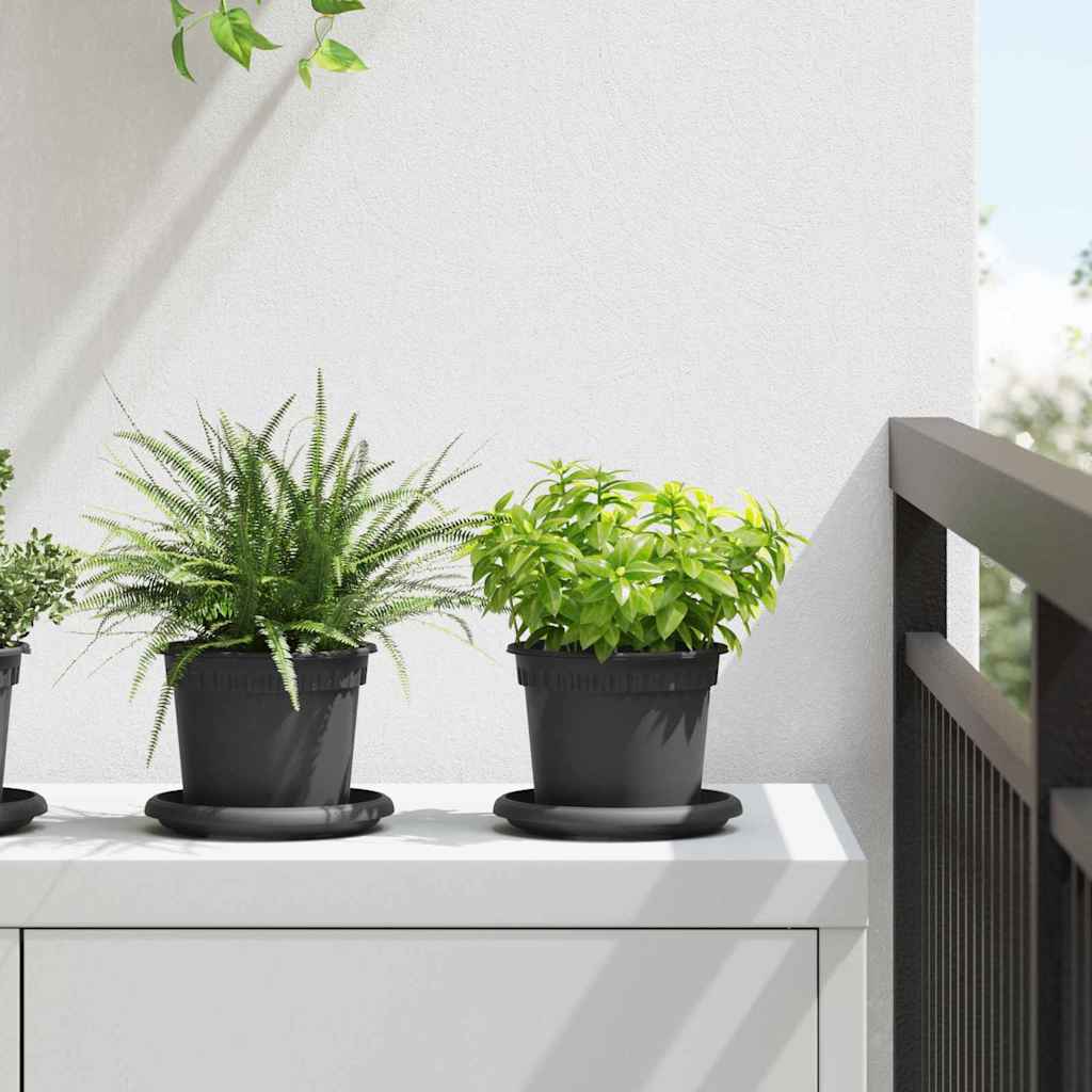 Runder Blumentopf 24 Stk. Schwarz Ø 12,5 x 10 cm Kunststoff