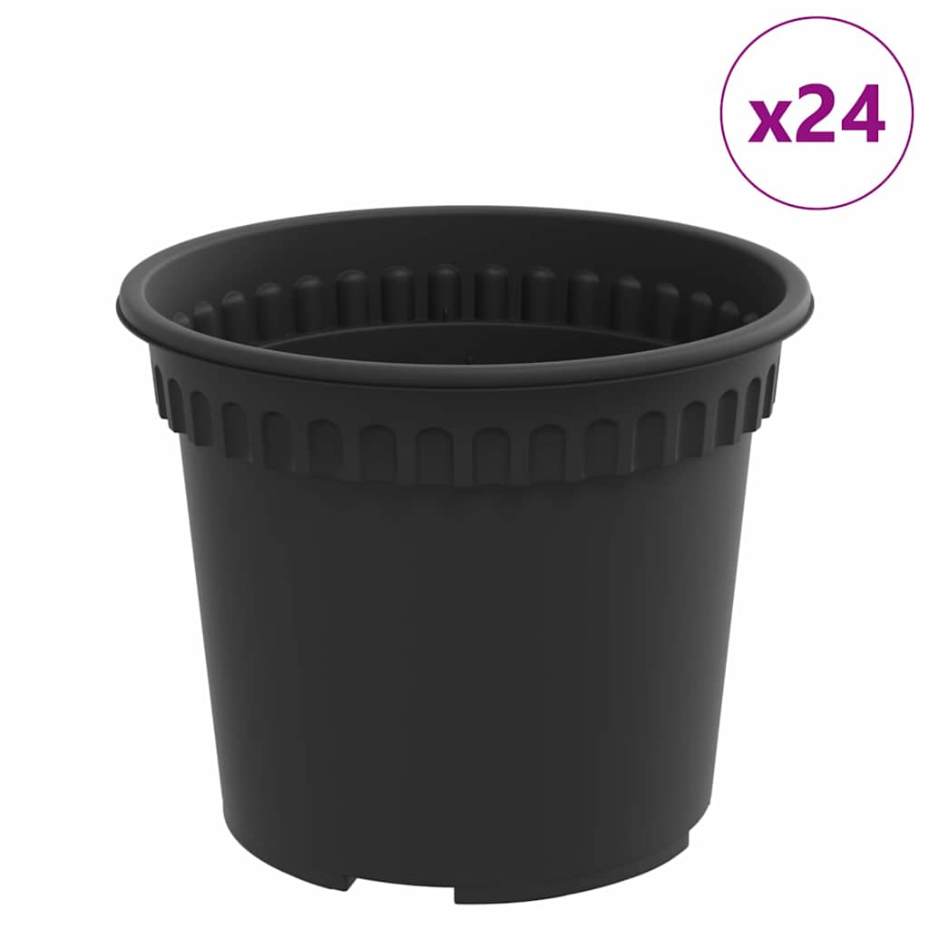 Runder Blumentopf 24 Stk. Schwarz Ø 12,5 x 10 cm Kunststoff