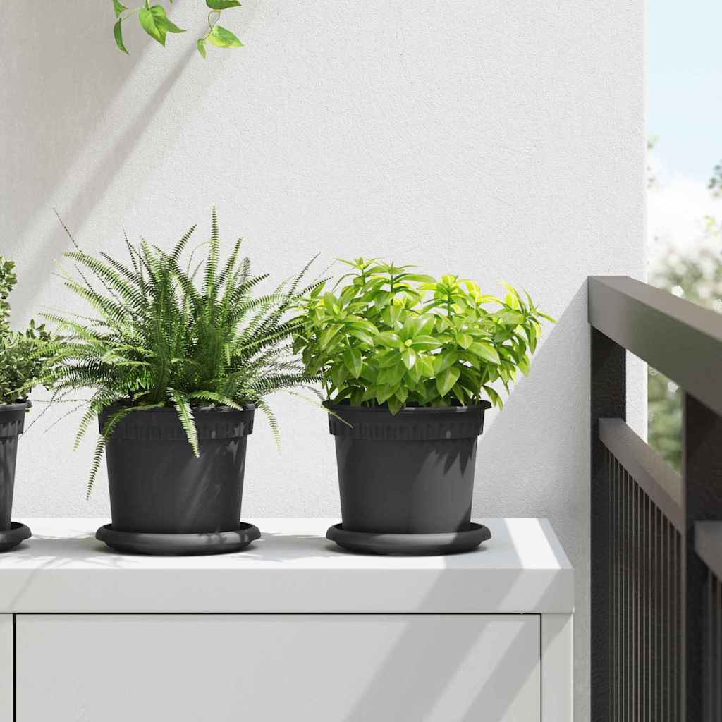 Runder Blumentopf 24 Stk. Schwarz Ø 15 x 12 cm Kunststoff