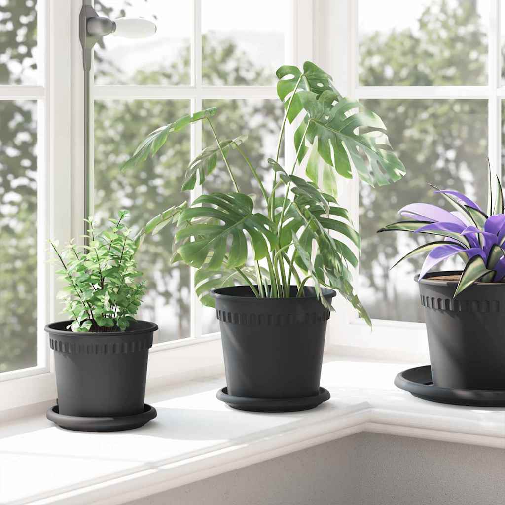 Runder Blumentopf 24 Stk. Schwarz Ø 17 x 14 cm Kunststoff