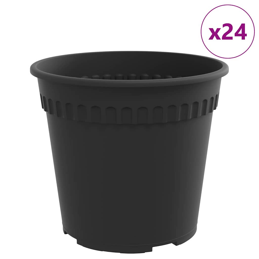 Runder Blumentopf 24 Stk. Schwarz Ø 19 x 16 cm Kunststoff