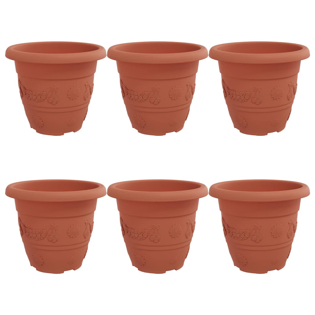 Runder Blumentopf 6 Stk. Ziegelrot Ø 22 x 18 cm Kunststoff