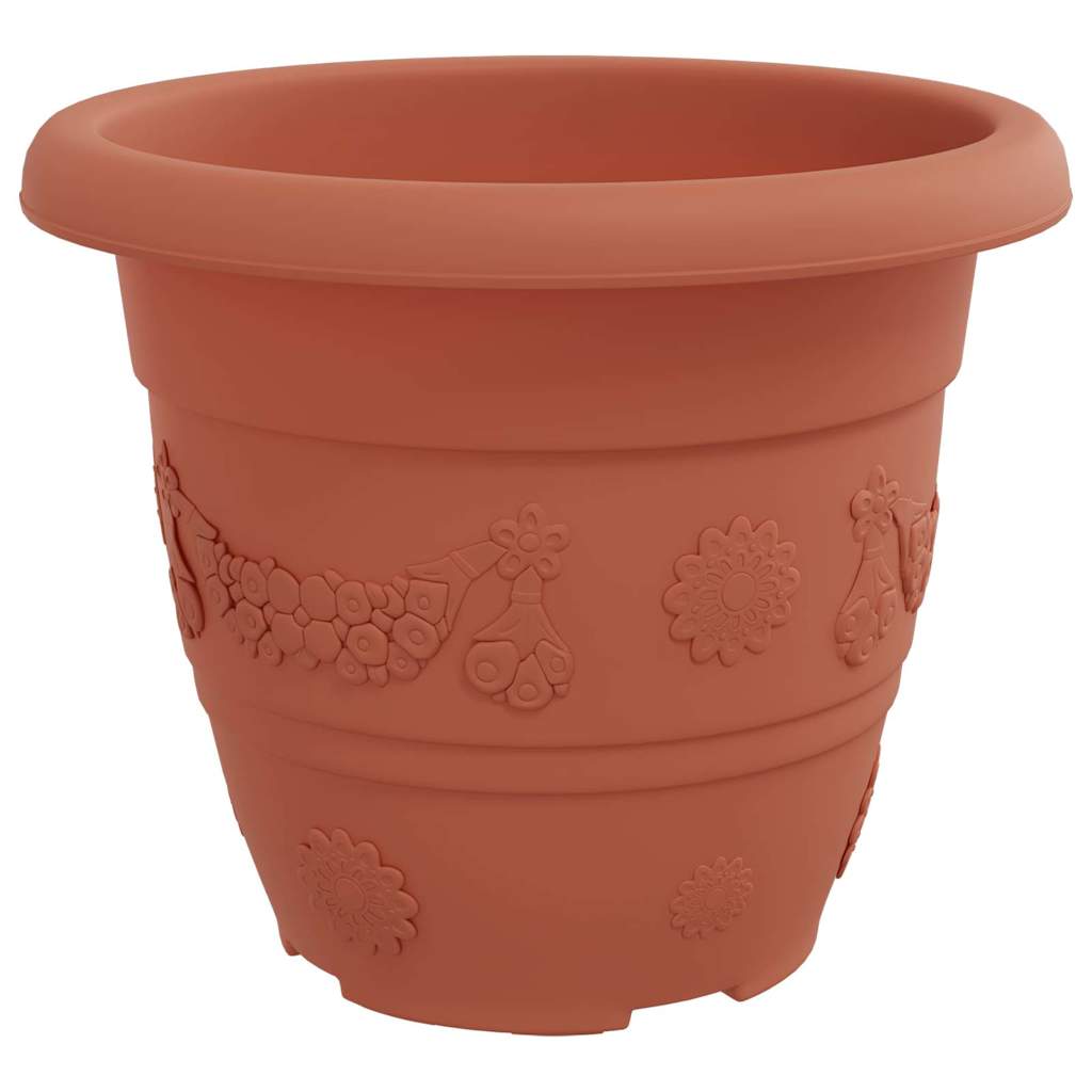Runder Blumentopf 6 Stk. Ziegelrot Ø 22 x 18 cm Kunststoff