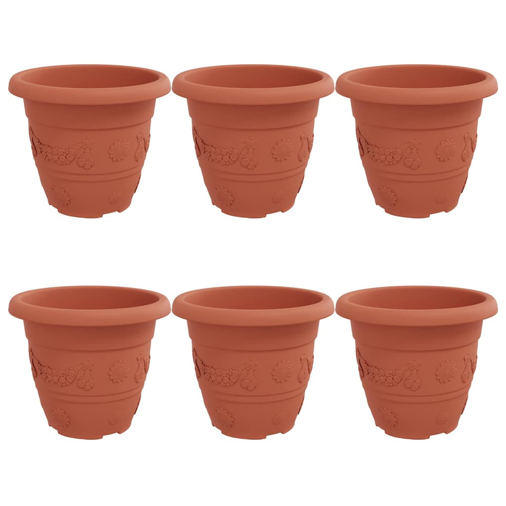 Runder Blumentopf 6 stk. Ziegelrot Ø 26 x 21,5 cm Kunststoff