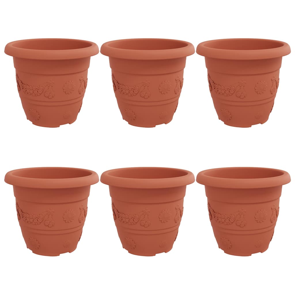 Runder Blumentopf 6 Stk. Ziegelrot Ø 30 x 25 cm Kunststoff
