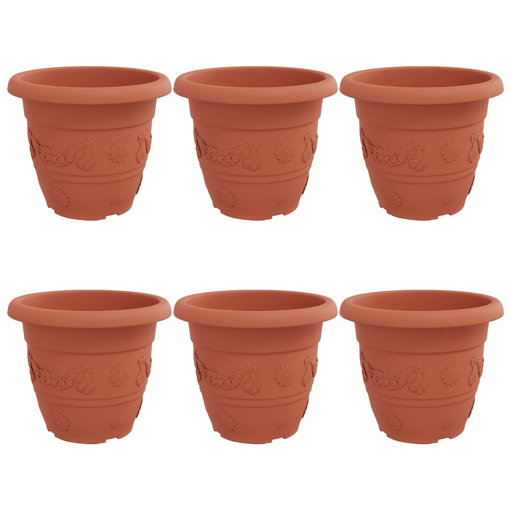 Runder Blumentopf 6 Stk. Ziegelrot Ø 34 x 28 cm Kunststoff
