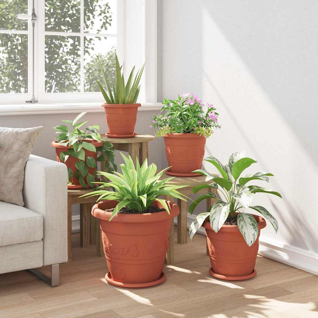 Runder Blumentopf 6 Stk. Ziegelrot Ø 39 x 32 cm Kunststoff