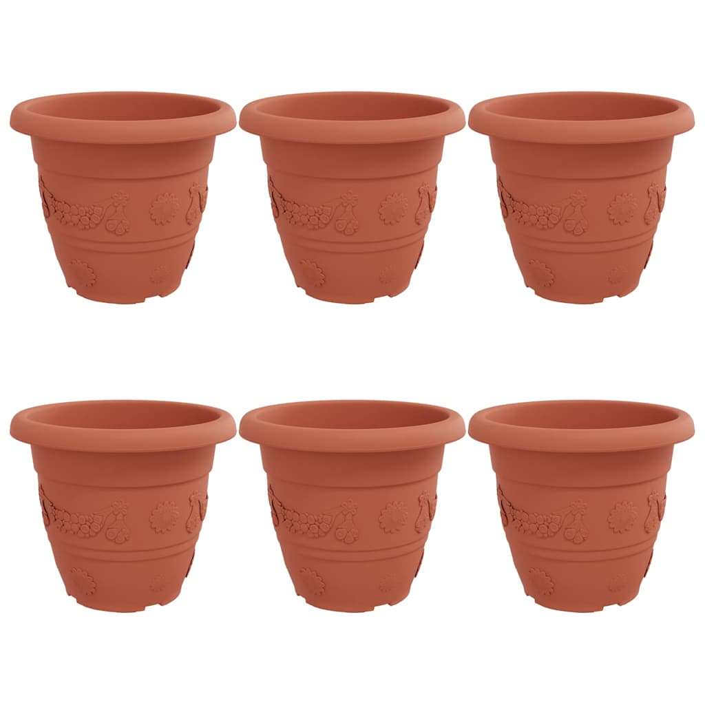 Runder Blumentopf 6 Stk. Ziegelrot Ø 39 x 32 cm Kunststoff