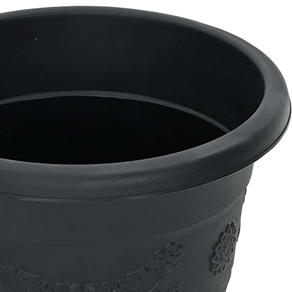 Runder Blumentopf 6 Stk. Schwarz Ø 22 x 18 cm Kunststoff
