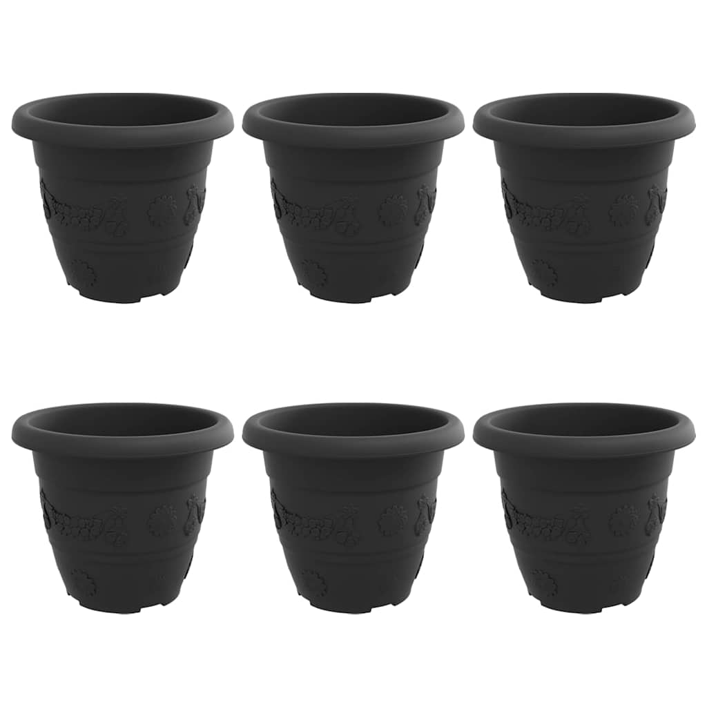 Runder Blumentopf 6 stk. Schwarz Ø 22 x 18 cm Kunststoff