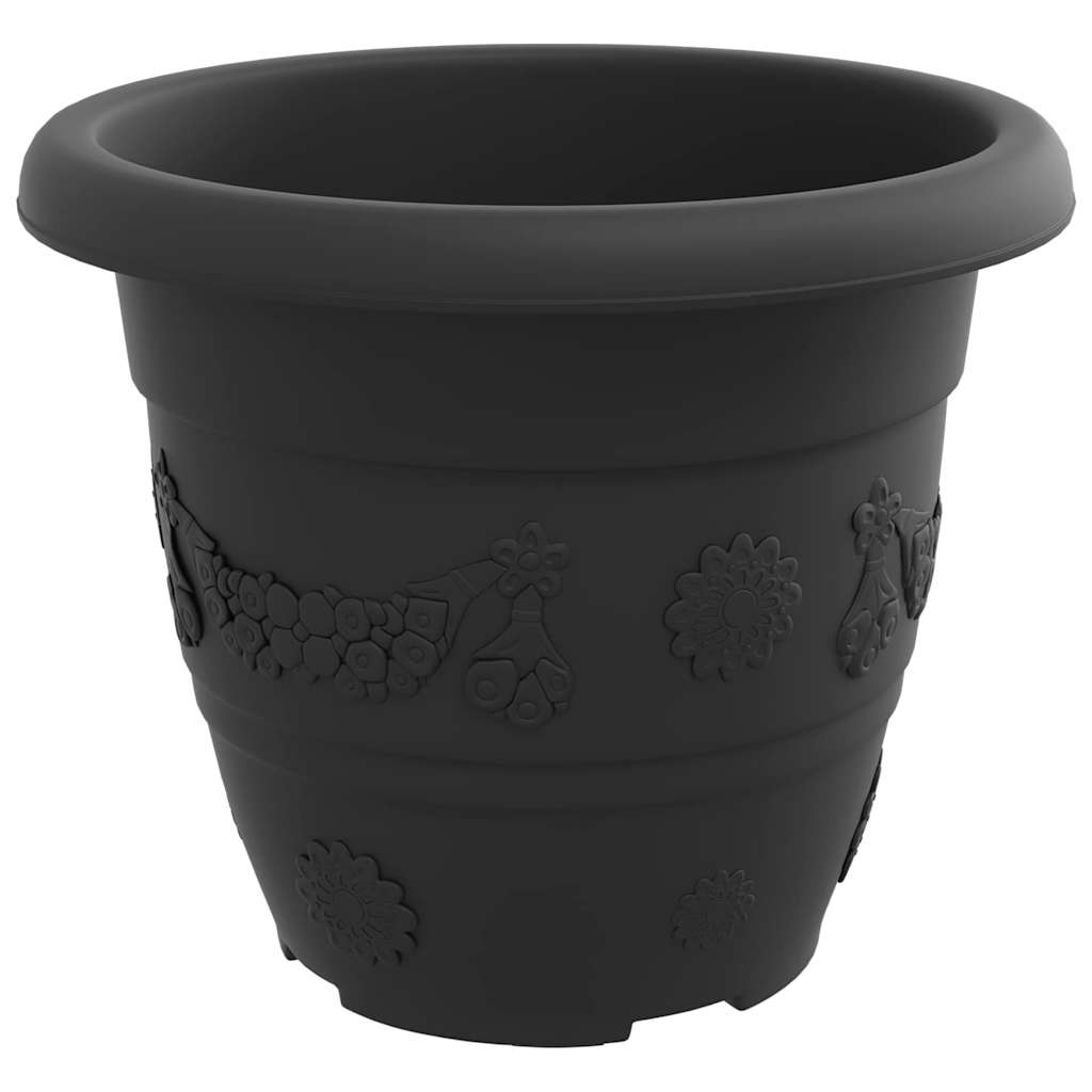 Runder Blumentopf 6 Stk. Schwarz Ø 22 x 18 cm Kunststoff
