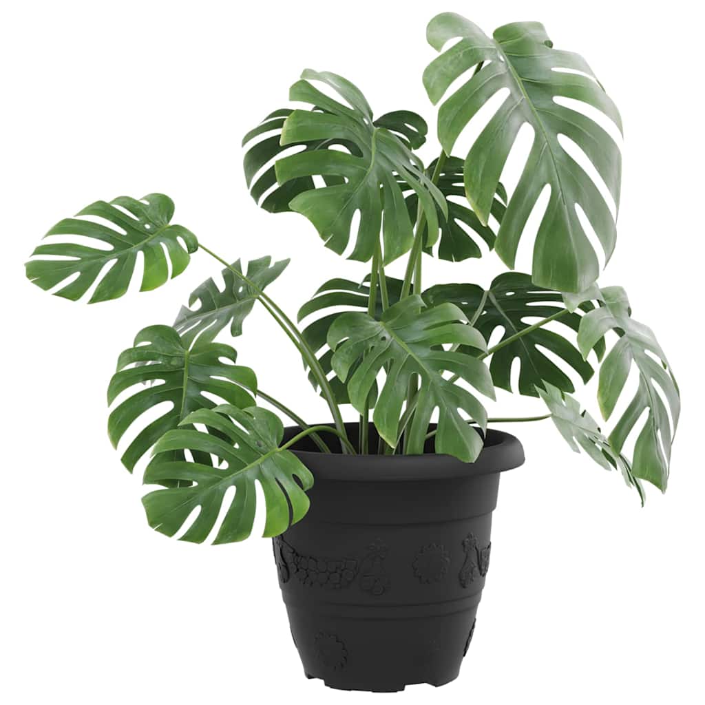 Runder Blumentopf 6 Stk. Schwarz Ø 22 x 18 cm Kunststoff