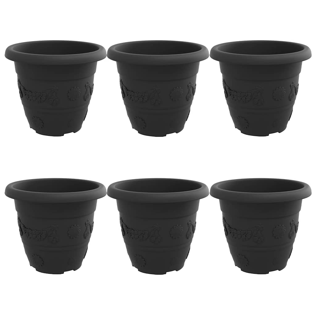 Runder Blumentopf 6 Stk. Schwarz Ø 26 x 21,5 cm Kunststoff