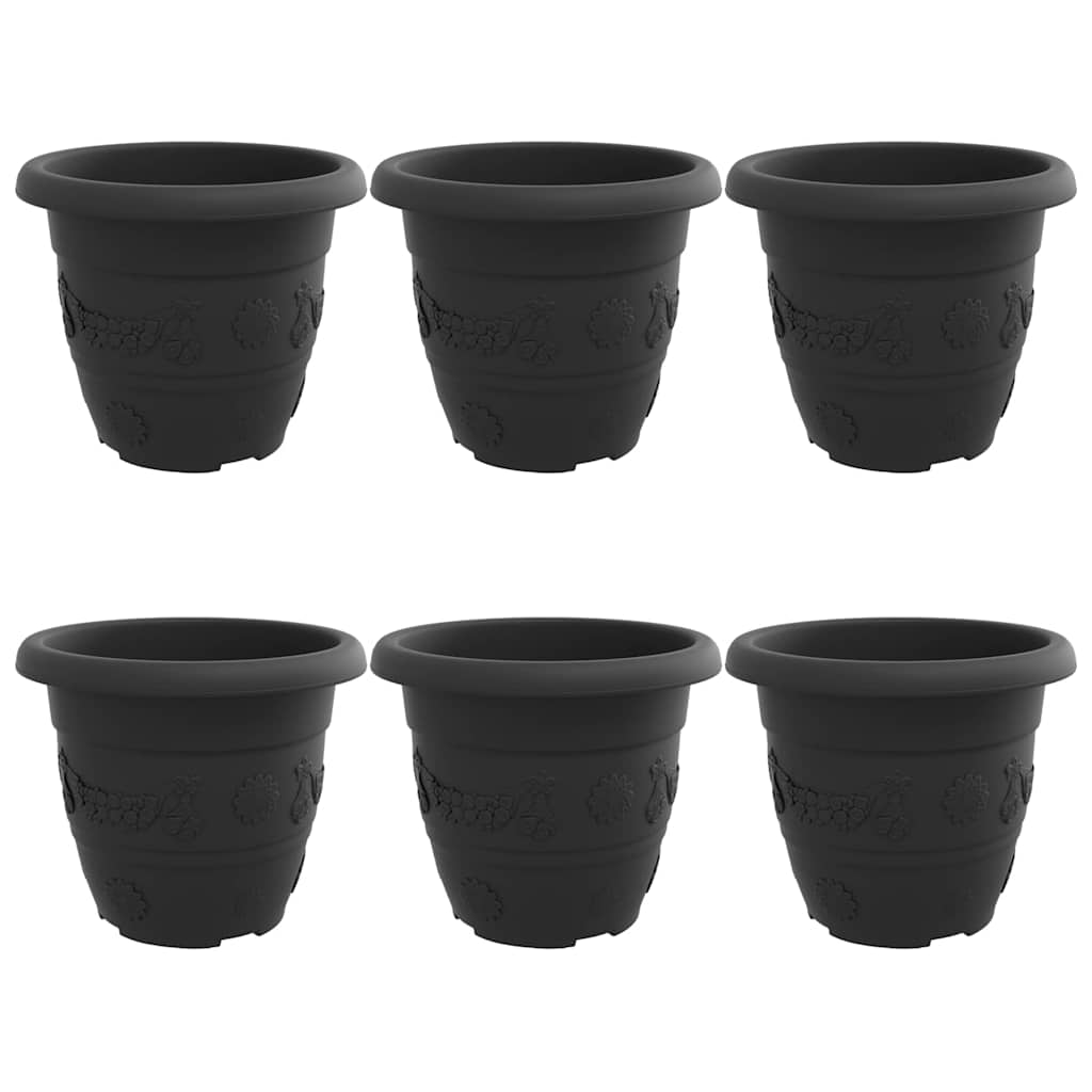 Runder Blumentopf 6 Stk. Schwarz Ø 30 x 25 cm Kunststoff