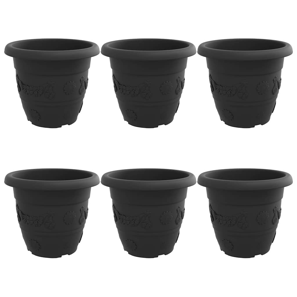 Runder Blumentopf 6 stk. Schwarz Ø 34 x 28 cm Kunststoff
