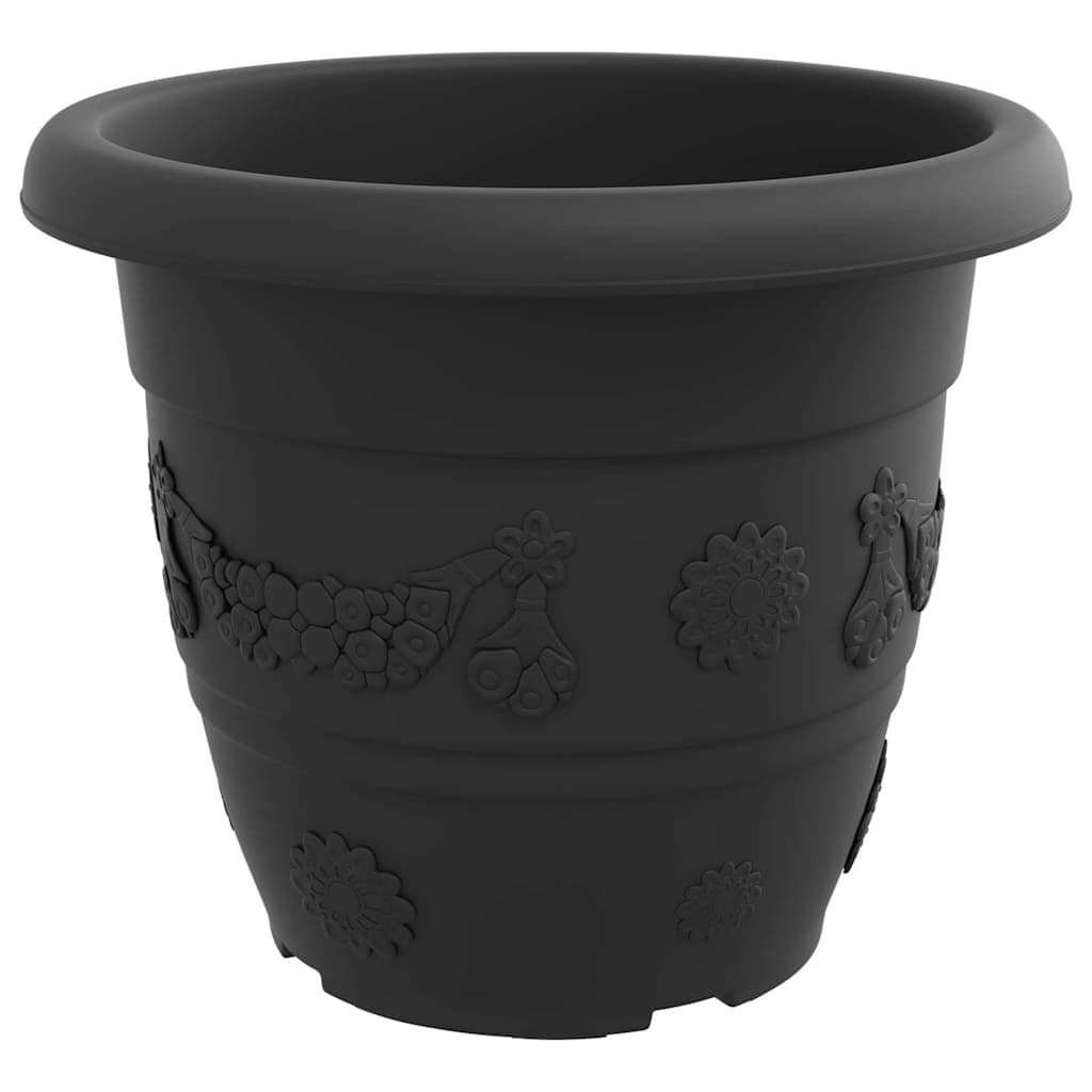 Runder Blumentopf 6 Stk. Schwarz Ø 34 x 28 cm Kunststoff