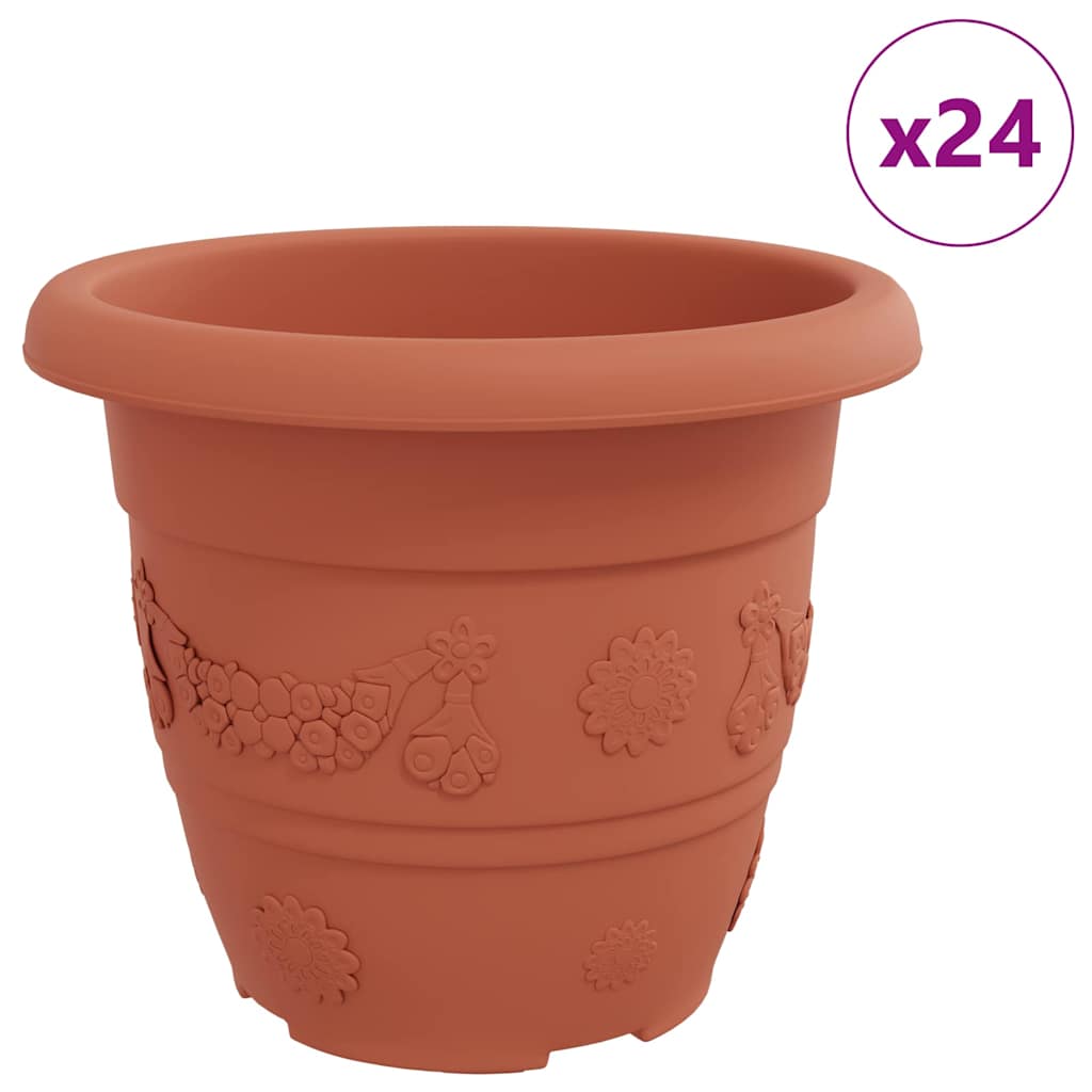 Runder Blumentopf 24 Stk. Ziegelrot Ø 30 x 25 cm Kunststoff