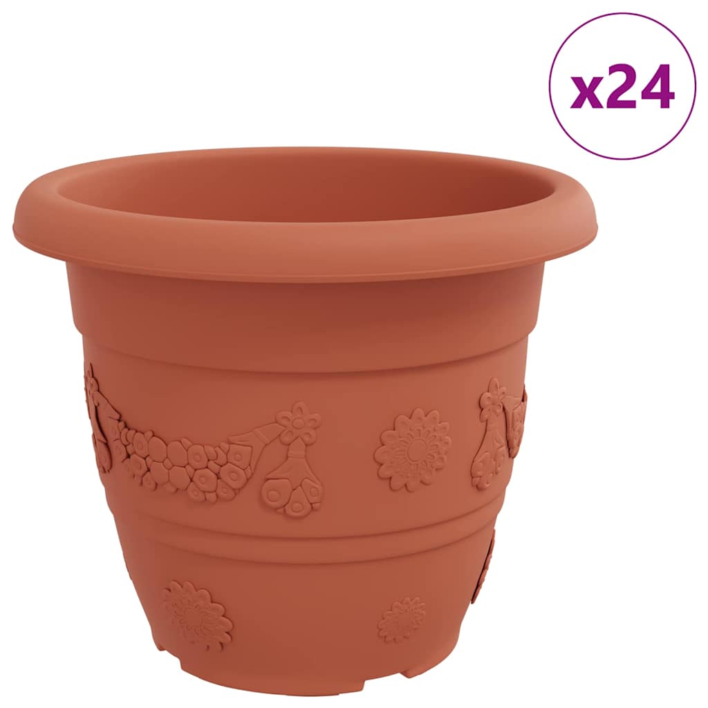 Runder Blumentopf 24 Stk. Ziegelrot Ø 34 x 28 cm Kunststoff