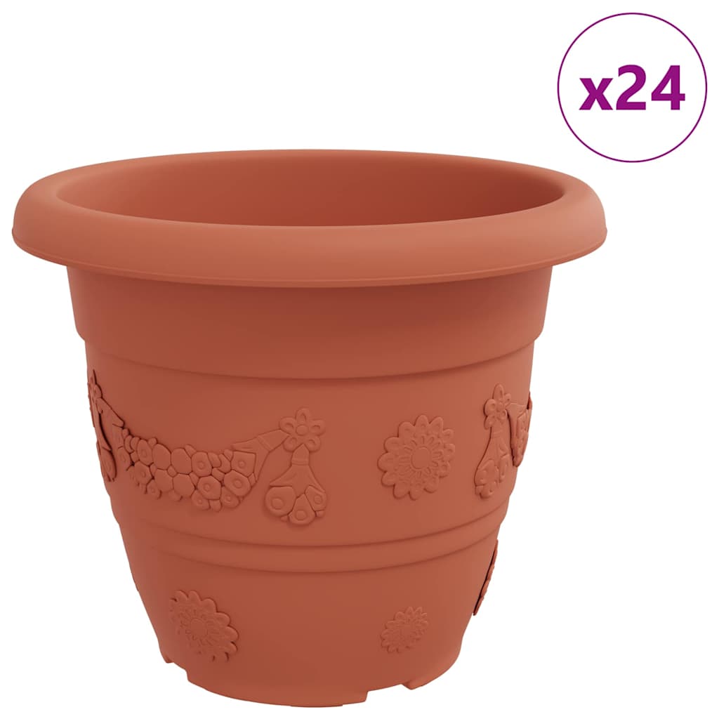 Runder Blumentopf 24 Stk. Ziegelrot Ø 39 x 32 cm Kunststoff