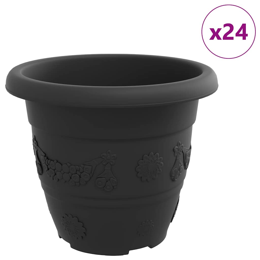 Runder Blumentopf 24 Stk. Schwarz Ø 22 x 18 cm Kunststoff