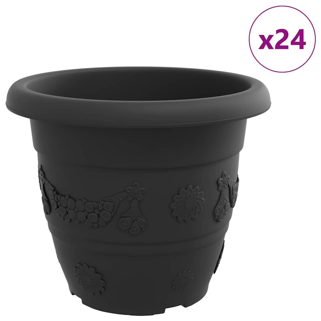 Runder Blumentopf 24 Stk. Schwarz Ø 34 x 28 cm Kunststoff