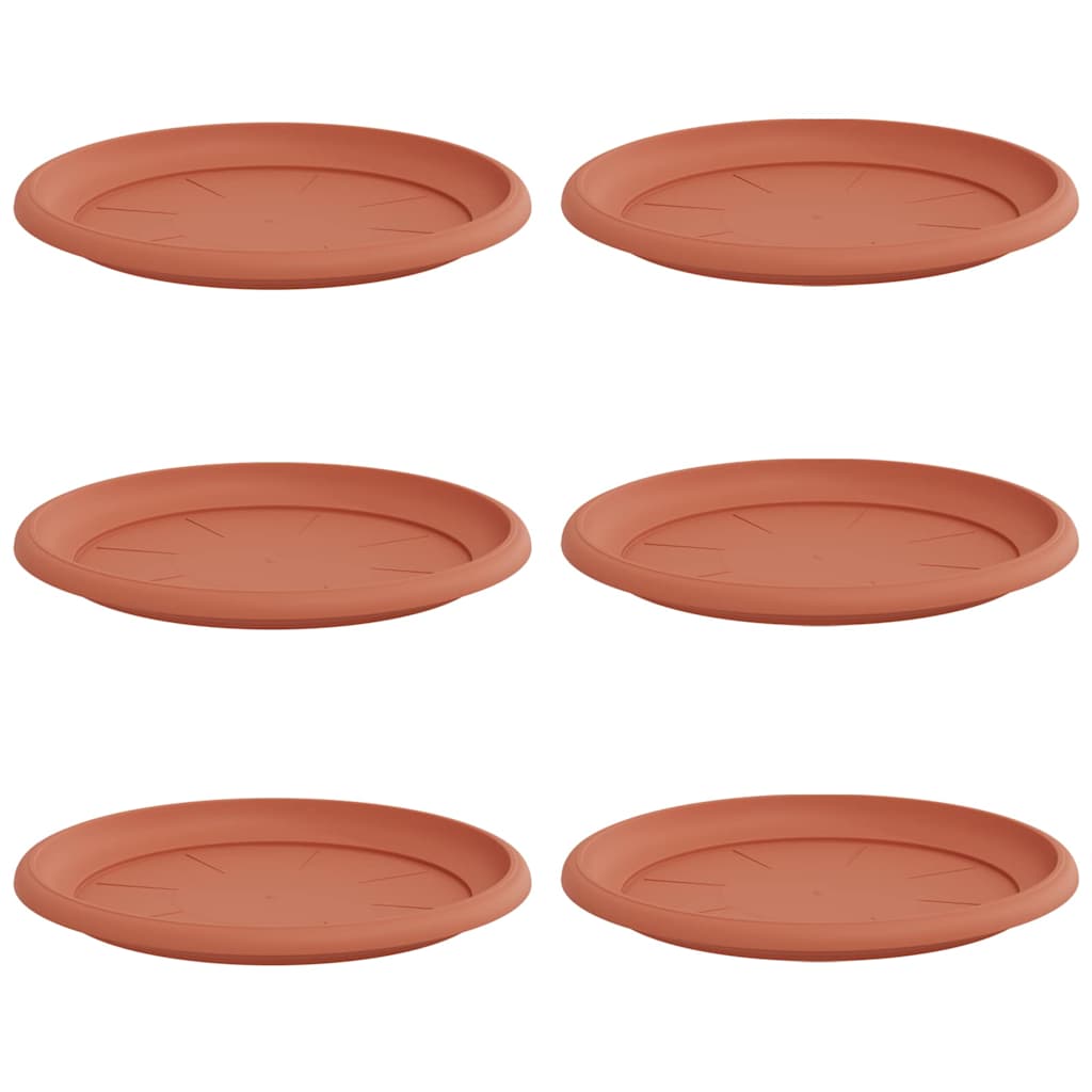 Runde Blumenplatte 6 stk. Ziegelrot Ø 27 x 2,5 cm Kunststoff