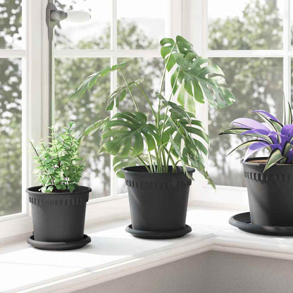 Runde Blumenplatte 6 stk. Schwarz Ø 15,5 x 2 cm Kunststoff