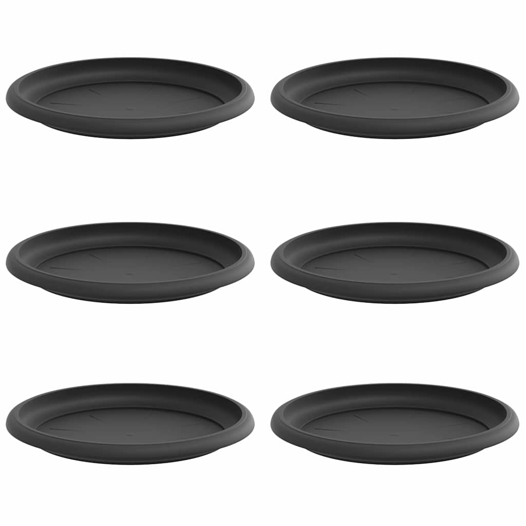 Runde Blumenplatte 6 stk. Schwarz Ø 19 x 2 cm Kunststoff