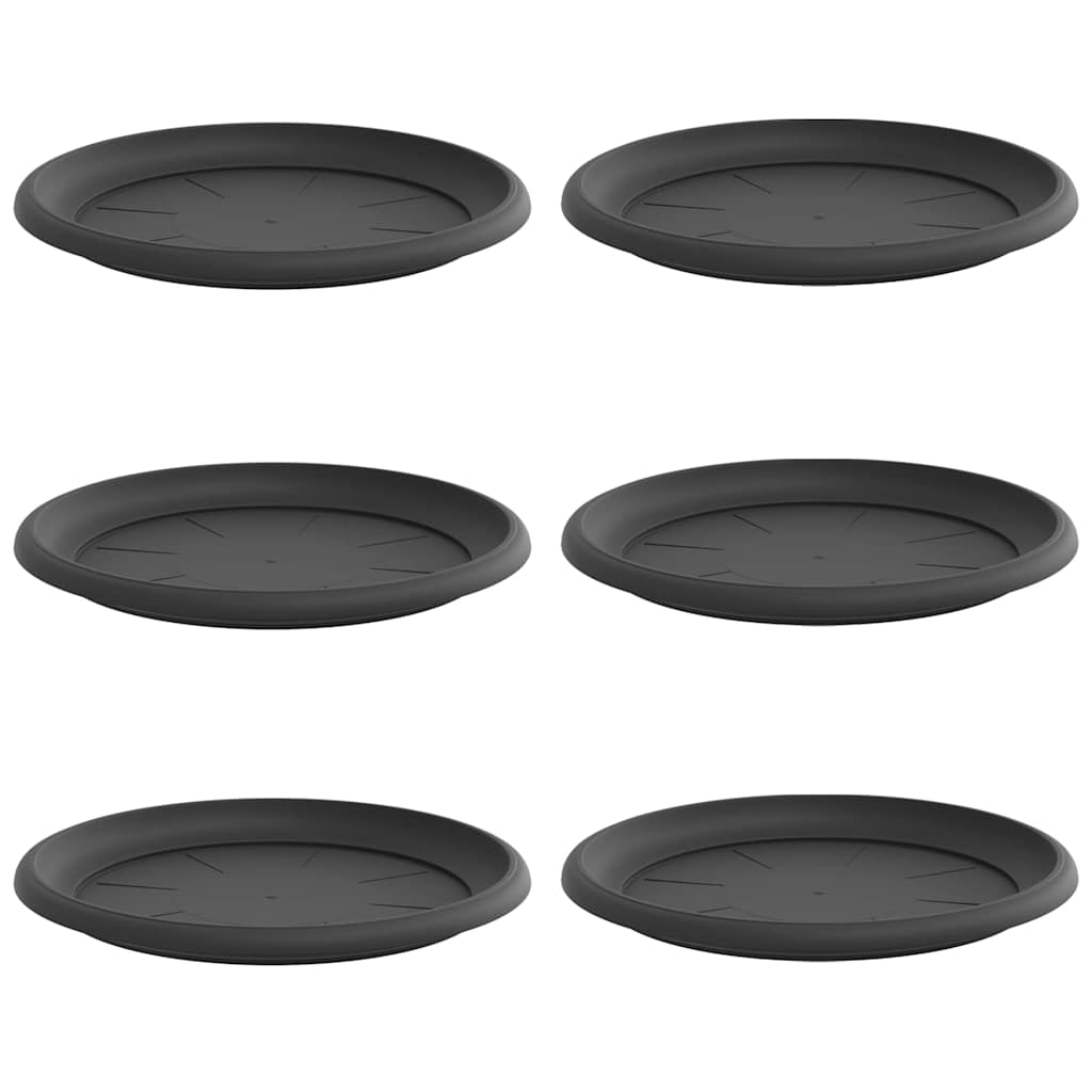 Runde Blumenplatte 6 stk. Schwarz Ø 27 x 2,5 cm Kunststoff