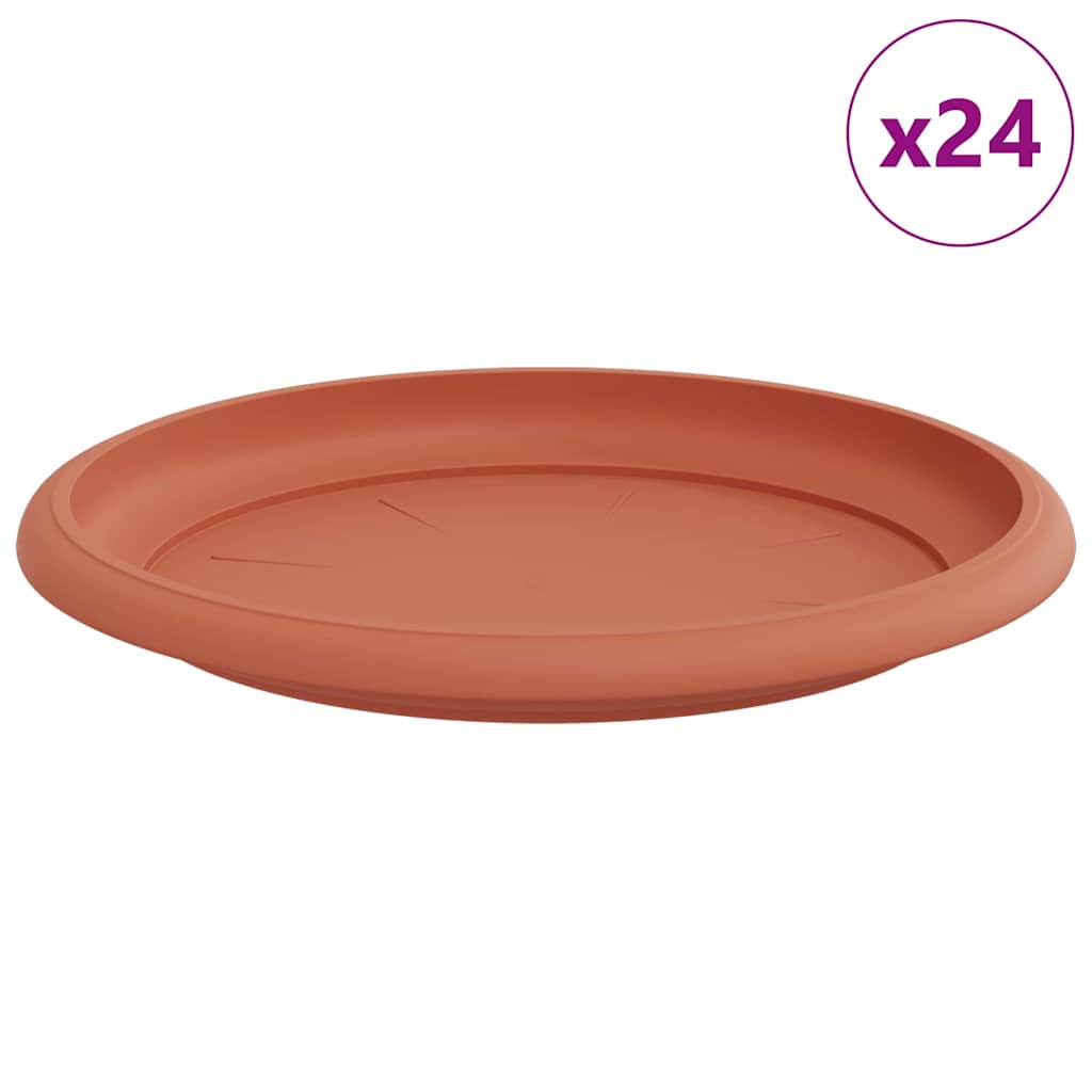 Runde Blumenplatte 24 Stk. Ziegelrot Ø 19 x 2 cm Kunststoff