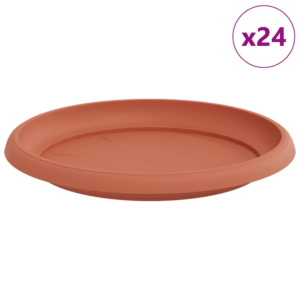 Runde Blumenplatte 24 Stk. Ziegelrot Ø 21,5 x 2,5 cm Kunststoff