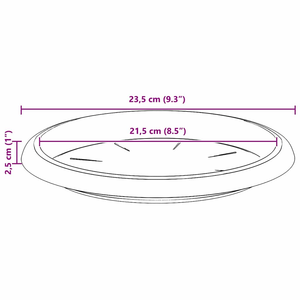 Runde Blumenplatte 24 Stk. Ziegelrot Ø 23,5 x 2,5 cm Kunststoff