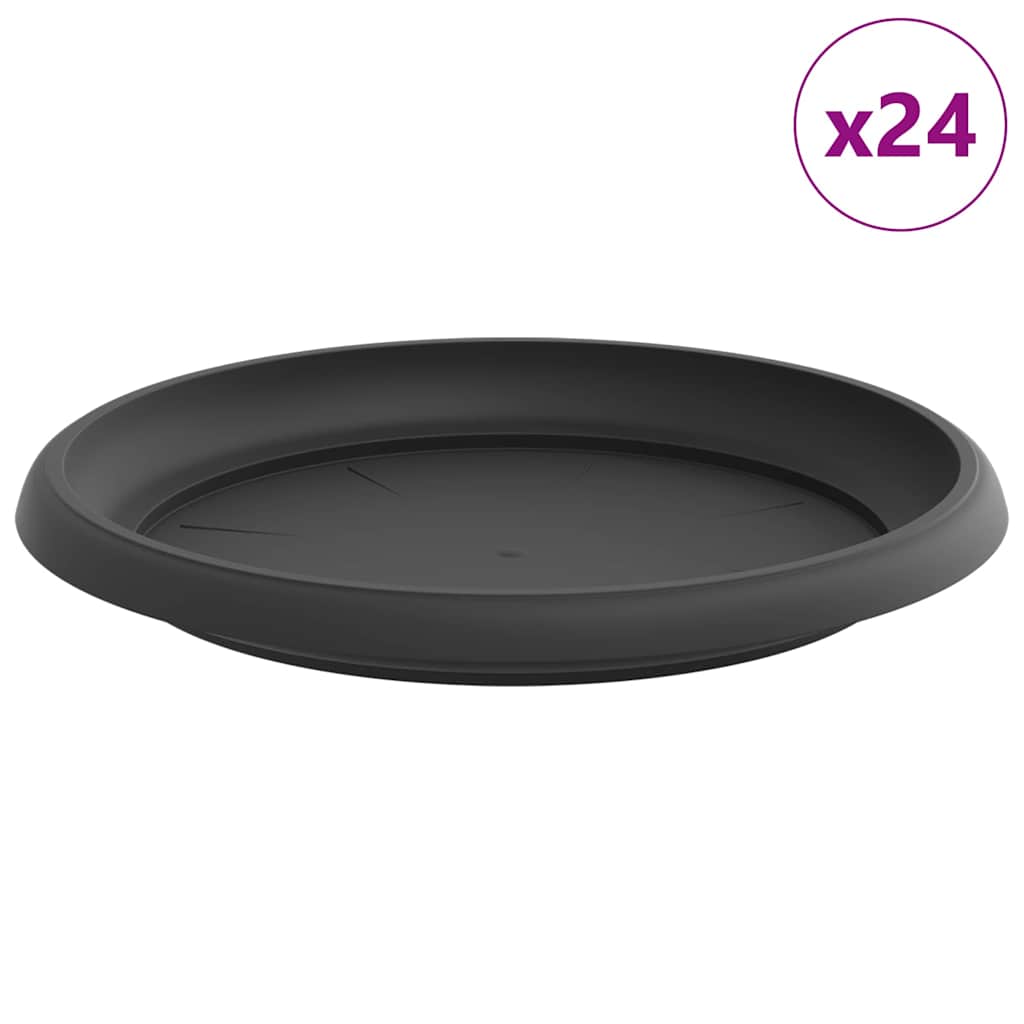 Runde Blumenplatte 24 Stk. Schwarz Ø 21,5 x 2,5 cm Kunststoff